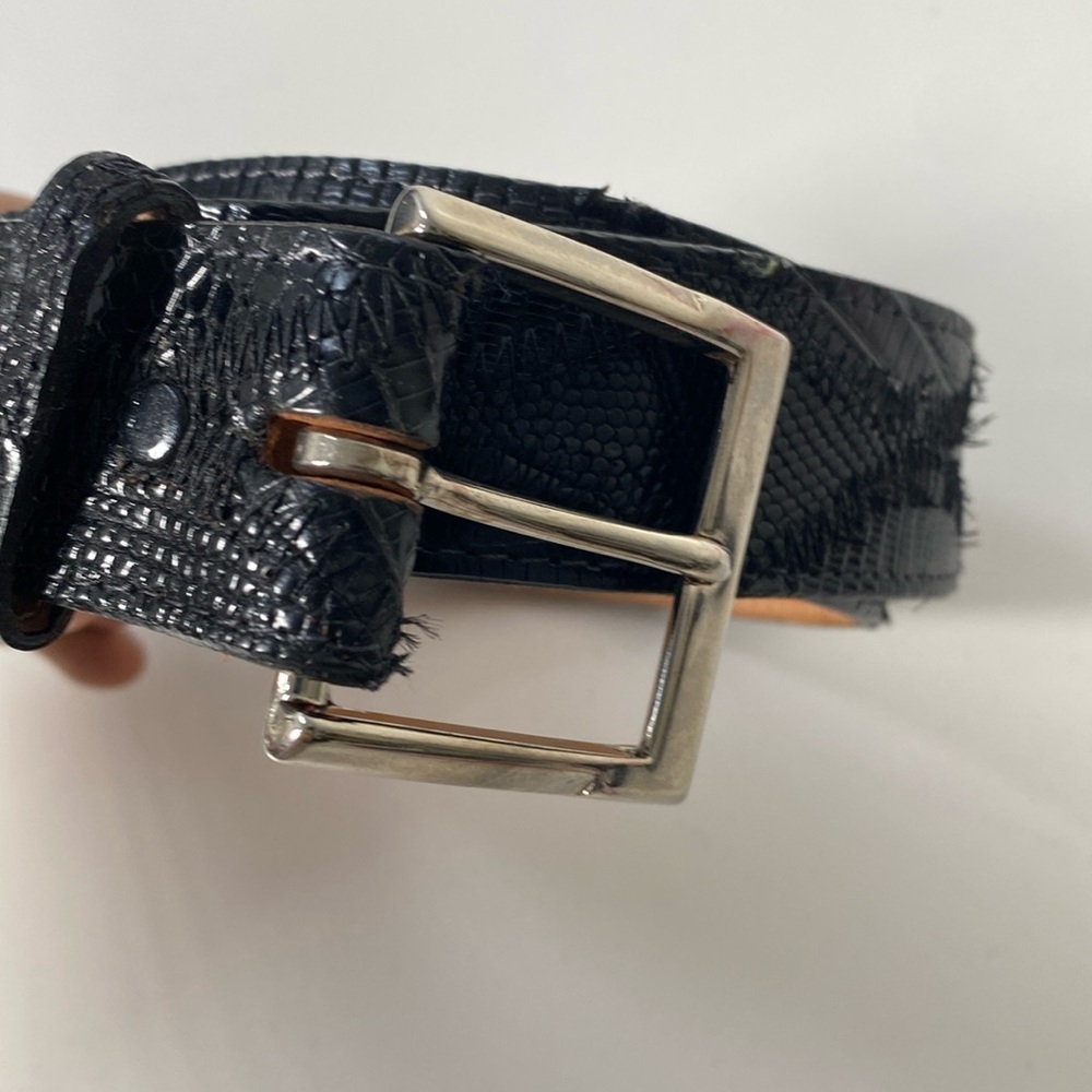 Justin Vintage Genuine Lizard Belt Black Size 34"